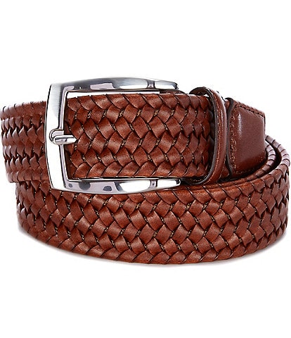 Torino Leather Co., Accessories, Italian Braided Leather Linen Belt In  Cognacnavy By Torino Leather Co
