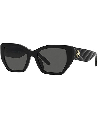 Tory Burch Women's 0TY7187U 53mm Solid Black Rectangle Sunglasses