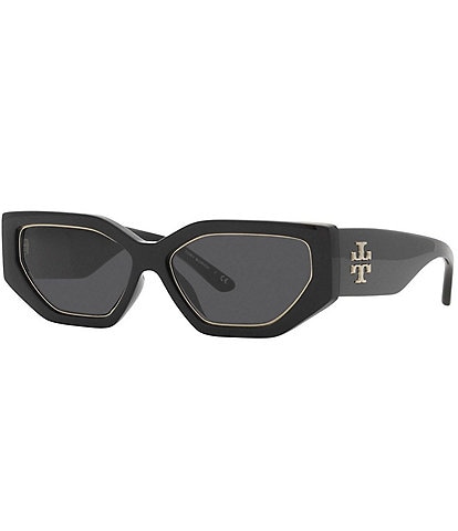 Tory Burch Women's 0TY9070U 55mm Solid Black Rectangle Sunglasses