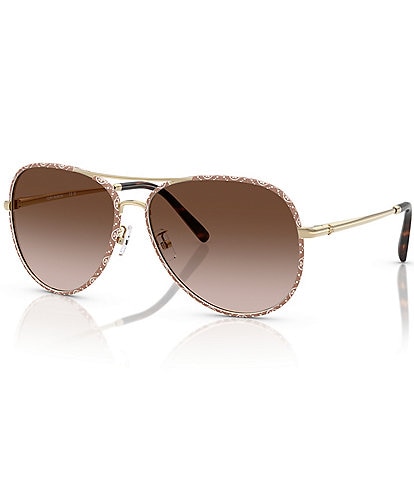 Tory Burch Women's TY6114 60mm Logo Frame Aviator Sunglasses