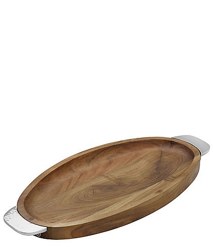 Towle Silversmiths Hammered Wood Oval Platter with Handles