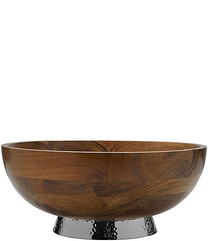 Towle Silversmiths Hammersmith Wood Bowl with Hammered Base