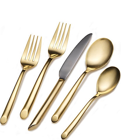 Towle Silversmiths Wave Gold Cutaway 20-Piece Stainless Steel Flatware Set