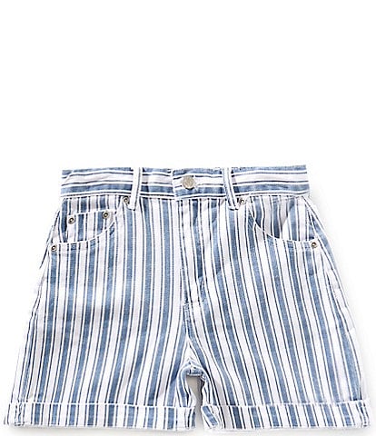 Tractr Big Girl 7-16 Vintage Wash Blue & White Striped Shorts