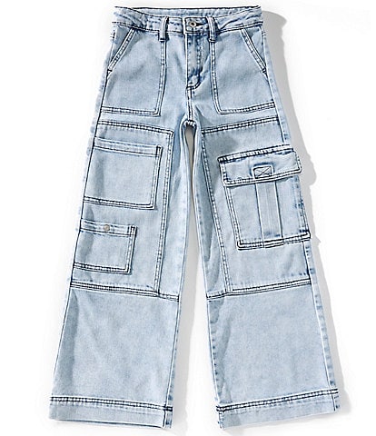 Tractr Big Girls 7-16 Cargo-Pocket Wide-Leg Jeans