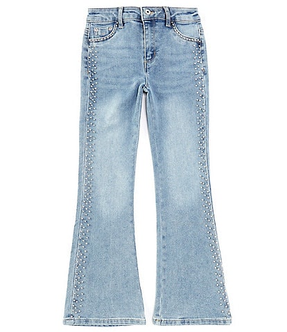 Tractr Big Girls 7-16 Studded Side-Seam Mid-Rise Flare-Leg Jeans