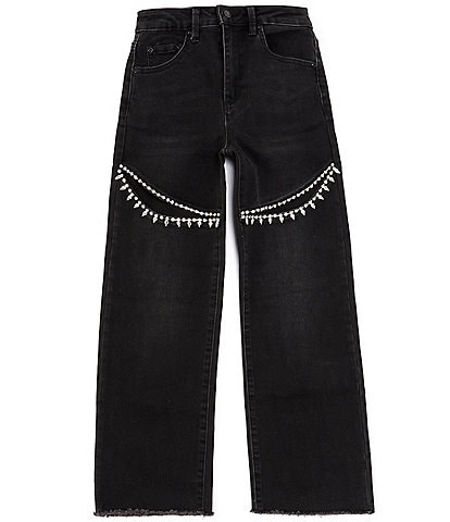 Tractr Big Girls 7-16 Taylor Wide-Straight Leg Embellished-Slit Jeans