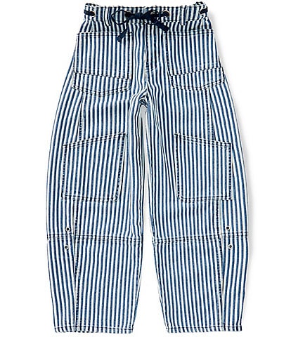 Tractr Big Girls Cotton Striped Wide Leg Cargo Pants