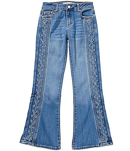 Tractr Big Girls Slim-Fit Lace-Up-Detailed Flared-Leg Jeans