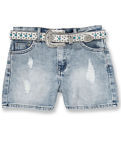 Tractr Big Girls Weekender Denim Belted Shorts