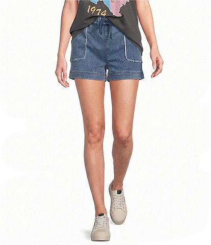 Tractr Knit Denim Drawstring Lounge Shorts