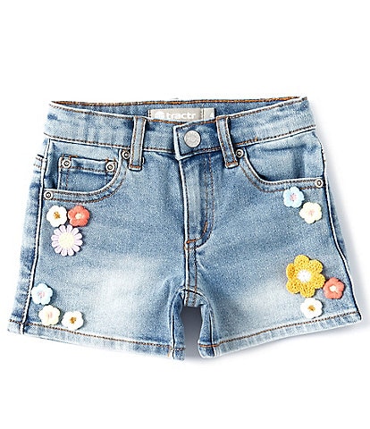 Tractr Little Girls 4-6X Crochet Floral Patch Shorts
