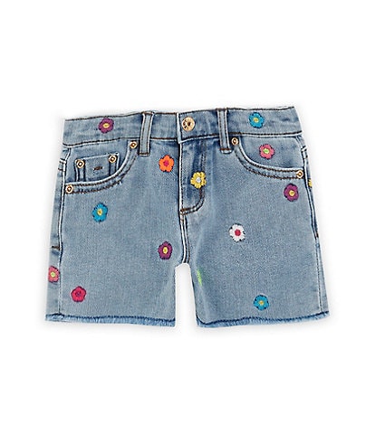 Tractr Little Girls 4-6X Multi Color Daisy Embroidered Shorts