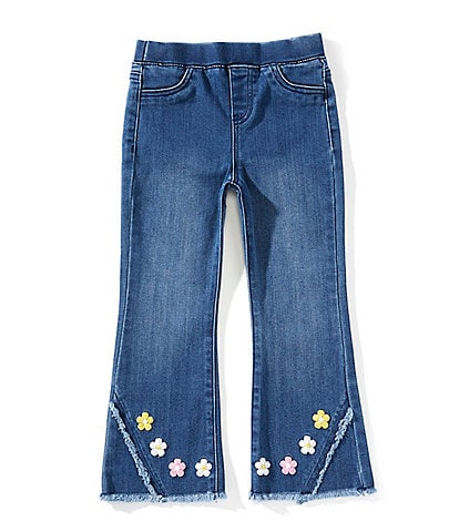 Tractr Little Girls Floral-Embroidered Flare-Leg Jeans