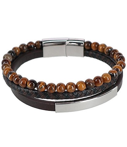 Trafalgar Beaded And Leather 3 Strand Bracelet