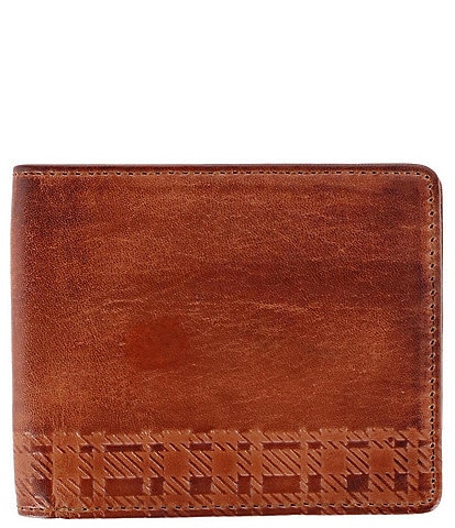 Trafalgar Caelen Plaid Embossed RFID Leather Bi Fold Wallet