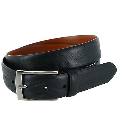 Trafalgar Gregorio Herringbone Embossed Feather Edged Leather Belt