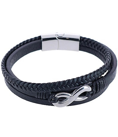 Trafalgar Infinity 3-Band Secure Clasp Leather Bracelet