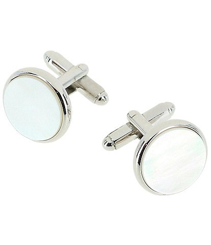 Trafalgar Sutton Round Mother Of Pearl Rhodium Cuff Links