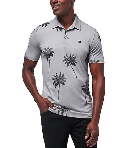 TravisMathew Mesic Palm Tree Print Short Sleeve Polo Shirt