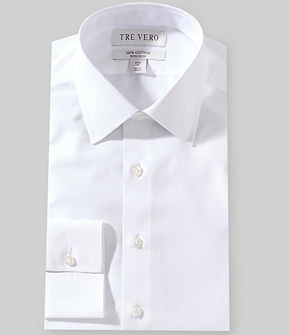 Tre Vero Classic Fit Non-Iron Spread Collar Mitered Cuff Poplin Tuxedo Dress Shirt