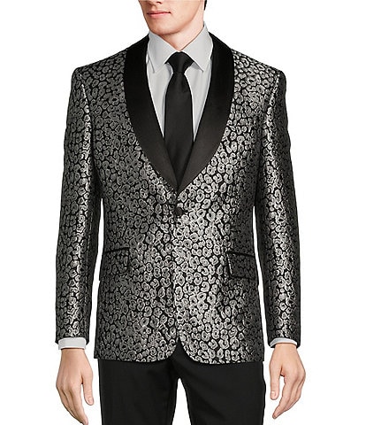 Tre Vero Modern Fit Animal Jacquard Pattern Tuxedo Sport Coat