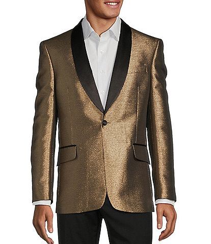 Tre Vero Modern Fit Metallic Jacquard Pattern Suit Jacket
