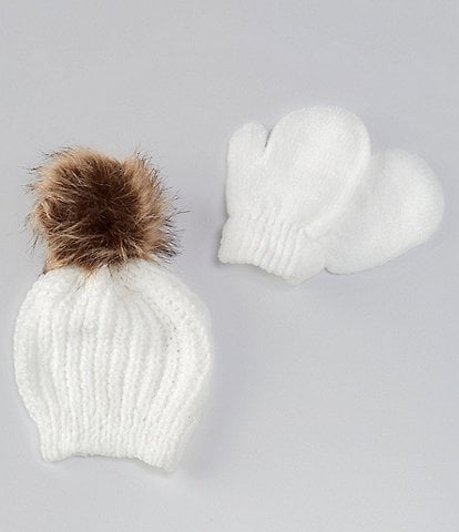 Treasures By Starting Out Baby Girls Poms Beanie & Gloves Set