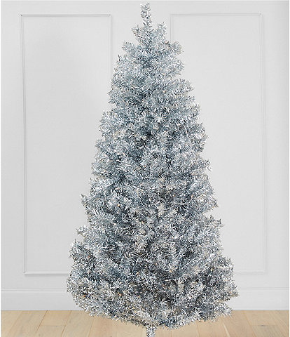 Trimsetter 7-FT. Pre-Lit Silver Tinsel Christmas Tree