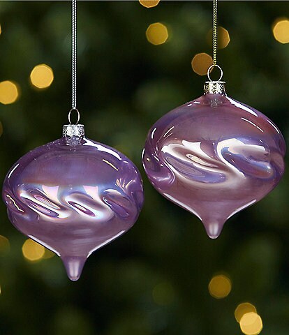 Trimsetter Candyland Collection Luster Glass Onion Finial Ornament 2-Piece Set