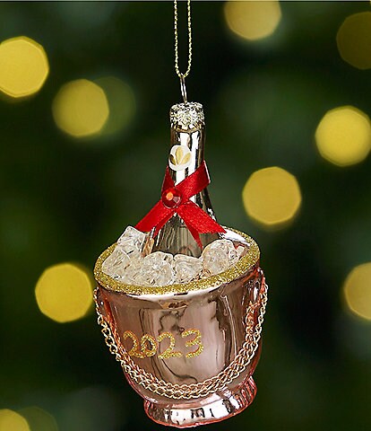 Trimsetter Deck The Halls Collection 2023 Glass Champagne Bucket Ornament
