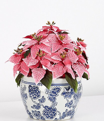 Trimsetter Deck The Halls Collection Poinsettia in Chinoiserie Ceramic Pot