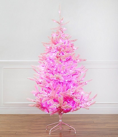 Trimsetter Holiday Decor Collection Pre-Lit 6 ft. Pink Pine Slim Christmas Tree