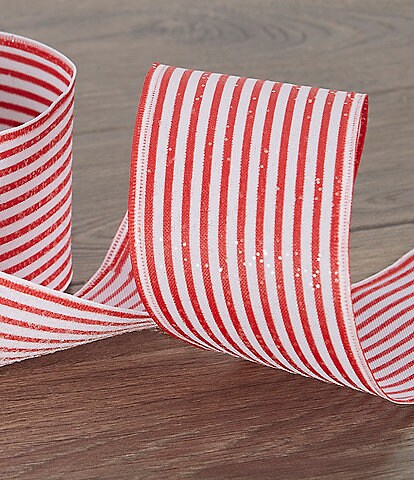 Trimsetter Mr. Bingle Collection 15ft Glitter Candy Cane Stripe Ribbon