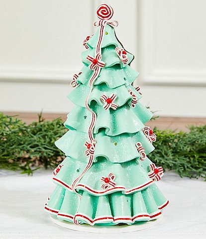 Trimsetter Santa Claus Lane Collection Ruffle Candy Tree LED Light-Up Tabletop Figurine