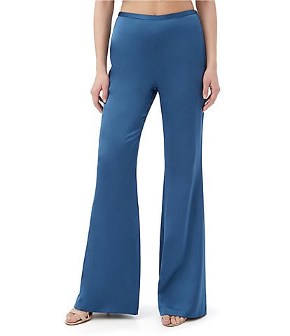 Trina Turk Anmitsu Satin Flat Front Flare Leg Pants