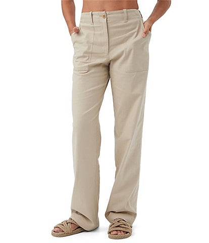 Trina Turk Antonia Stretch Linen Blend Mid-Rise Straight Leg Pants