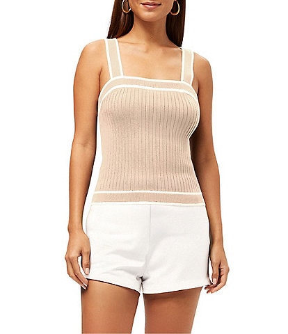 Trina Turk Break Point Stripe Square Neck Sleeveless Cami