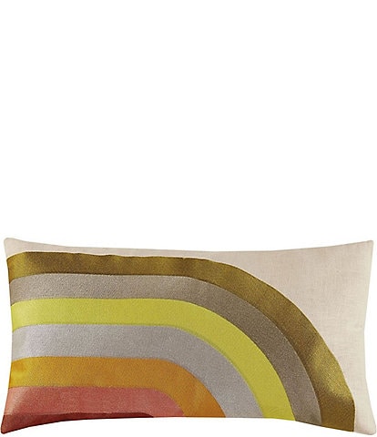 Trina Turk Calistoga Metallic Stripe Rainbow Embroidered Lumbar Pillow