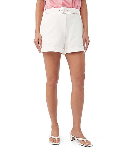 Trina Turk Eisley Stretch Pique High Rise Belted Flat Front Shorts