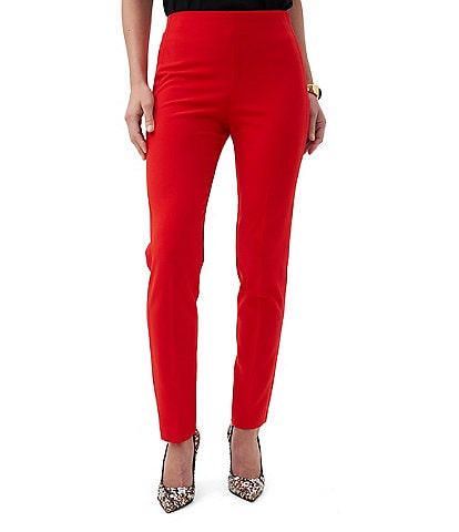 Trina Turk Furusato Stretch Woven Grosgrain-Trim Slim Leg Pants