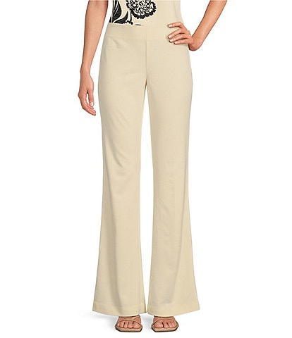 Trina Turk Jacoba Solid Crepe Knit Kick Flare Sim Fit Pants