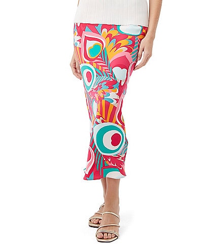 Trina Turk Lighten Up Printed Double Georgette Midi Slip Skirt