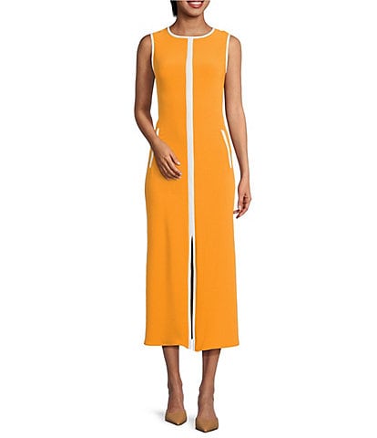 Trina Turk Magnifique Double Georgette Round Neck Sleeveless Midi Dress