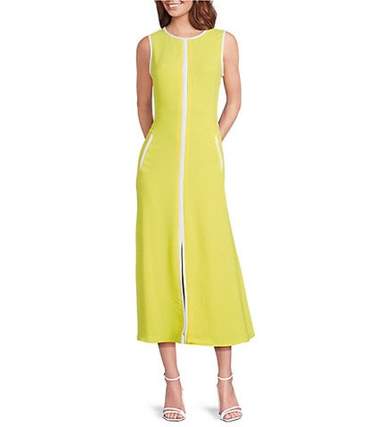 Trina Turk Magnifique Double Georgette Round Neck Sleeveless Midi Dress