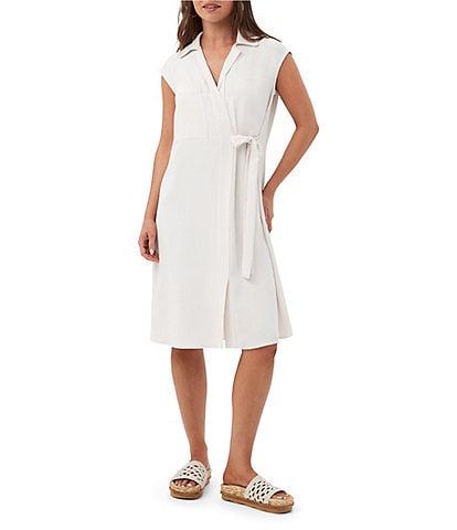 Trina Turk Meron Georgette Notch Lapel V-Neck Cap Sleeve Wrap Dress
