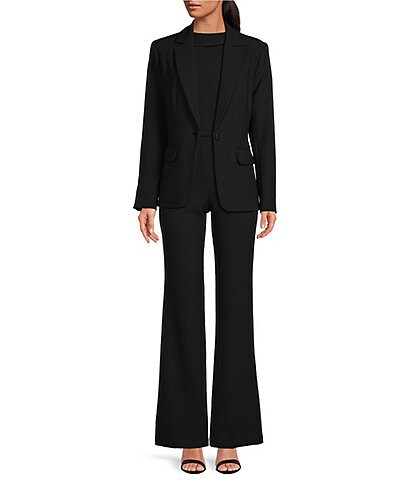 Trina Turk Pistache Notch Collar One Button Front Jacket & Coordinating Chimayo High Waisted Flare Pants