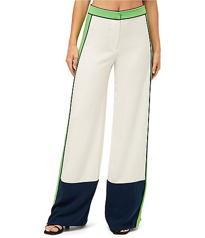 Trina Turk Rivals 2 Color Block Mid Rise Wide Leg Pants