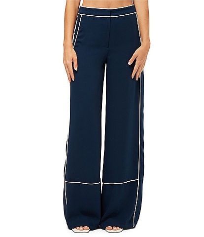 Trina Turk Rivals Mid Rise Wide Leg Pants