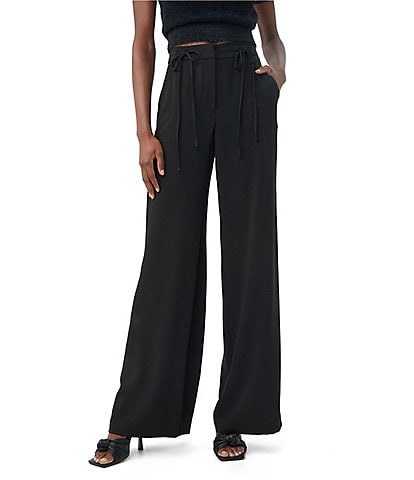 Trina Turk Shashina Double Georgette Flat Front Tie Bow Detail Wide Leg Pant